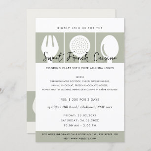 GRAY SPOON FORK COOKERY CLASS EINLADEN VORLAGE