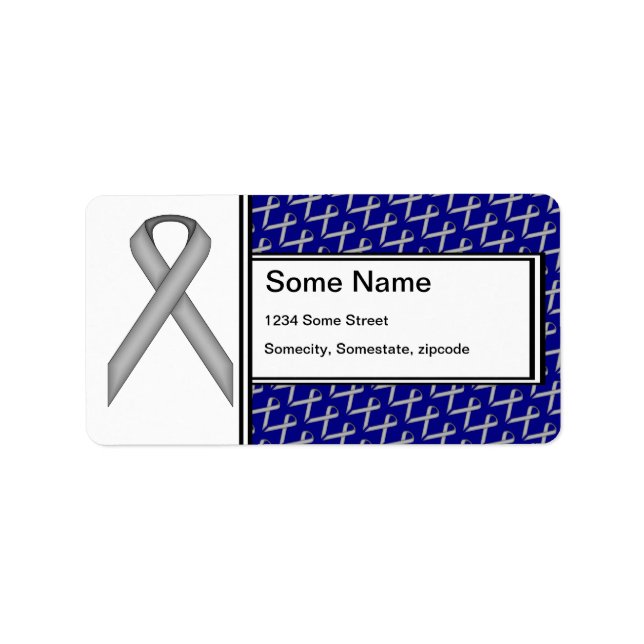 Gray Standard Ribbon von Kenneth Yoncich Adressaufkleber (Vorne)