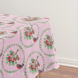Gray Star Pink Red Robin Wreath Weihnachten Tischdecke
