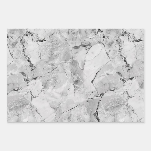 Gray 'Stone Mosaic Cascade' Marmorbäume Geschenkpapier Set (Vorderseite)