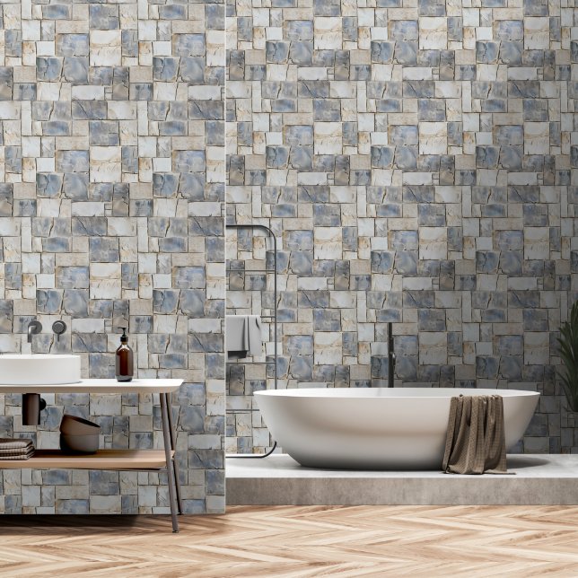 Gray Stone Pattern Tapete (Badezimmer)