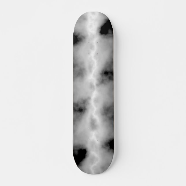 Gray Storm Cloud White Lightning Thunderstorm Look Skateboard (Vorne)