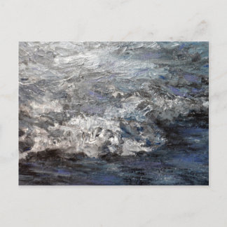 Gray Stormy Beach Malerei Ozeanwellen Postkarte