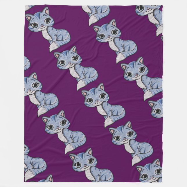 Gray Strick Kitty Cat Fleecedecke (Vorderseite)