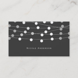 Gray String Lights Modernes Chic Glam Visitenkarte