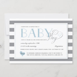 Gray Stripe Light Blue Boy Baby Dusche von Mail Einladung