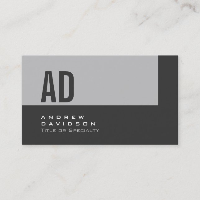 Gray Stripe Monogram Stilvolle Visitenkarte (Vorderseite)