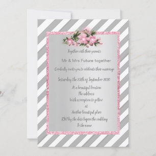 Gray Stripe pink Blume Einladung Neue Hochzeit
