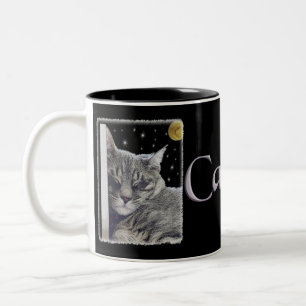 Gray Striped Kitty Art "Catnap" Zweifarbige Tasse
