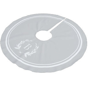 Gray Stripes and Wreath Monogram Tree Skirt Polyester Weihnachtsbaumdecke