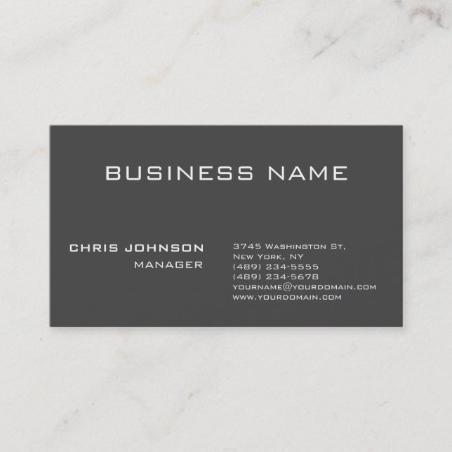 Gray Stylish Charm Manager Standard Business Card Visitenkarte (Vorderseite)