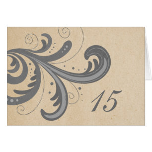 Gray Stylish Wirbel Tischnummer Card