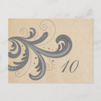 Gray Stylish Wirbel Tischnummer Postkarte