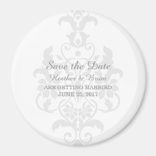 Gray subtile Damask Speichern Sie das Datumsfenste Magnet