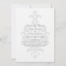 Gray Subtle Damask Save the Date einladen Einladung