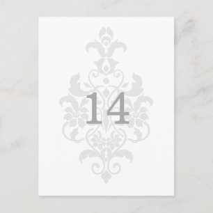 Gray Subtle Damask Tischnummer Postkarte