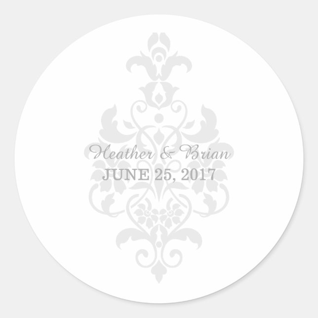 Gray Subtle Damask Wedger Stickers (Vorderseite)