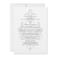 Gray subtle Damask Wedite Invite