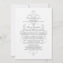 Gray subtle Damask Wedite Invite Einladung