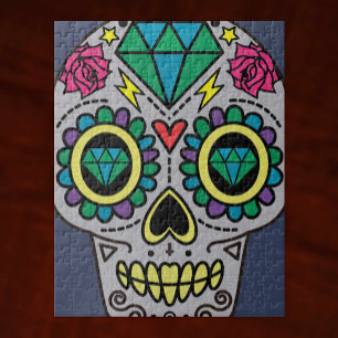Gray Sugar Skull Art, Tag der Toten Puzzle