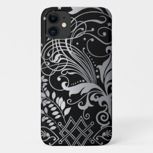Gray Swirling Damask Pattern auf Black Case Mate i