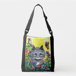 Gray Tabby Butterflies Blume Tragetaschen Mit Langen Trägern