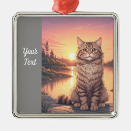 Gray Tabby Cat am See Ornament Aus Metall