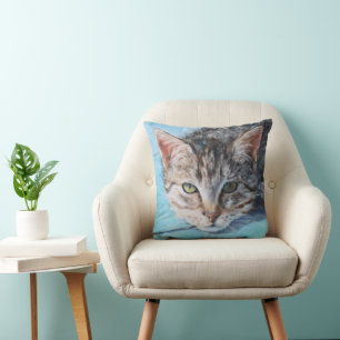 Gray Tabby Cat Eyes Fine Art Kissen