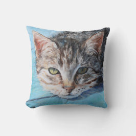 Gray Tabby Cat Eyes Fine Art Kissen