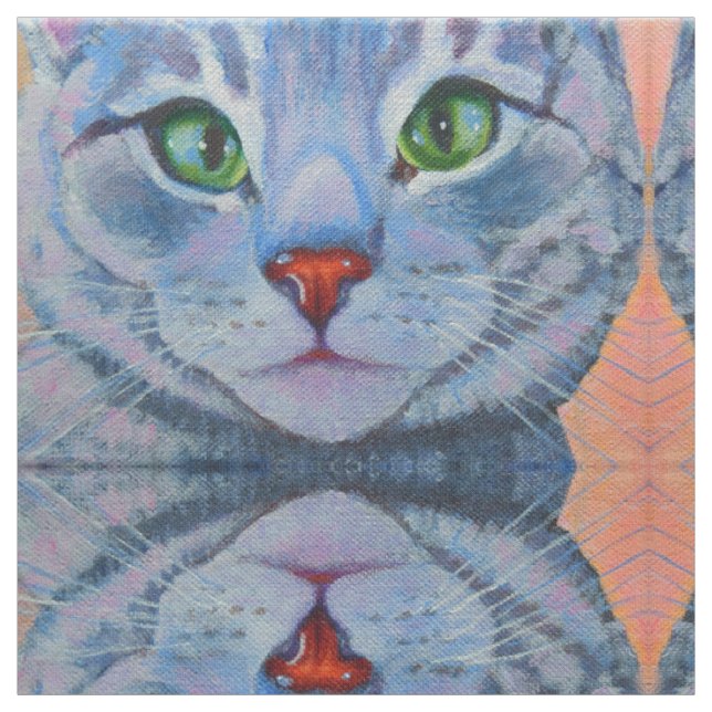 Gray Tabby Cat Fabric für Gesichtsmasken Stoff (Muster)
