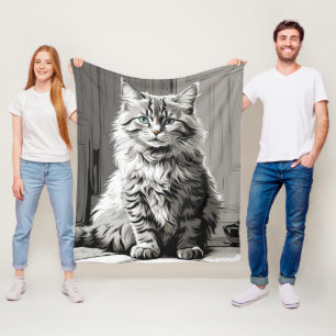Gray Tabby Cat Fleecedecke