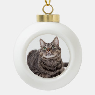 Gray Tabby Cat Keramik Kugel-Ornament