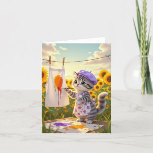 Gray Tabby Cat Painting Dankeskarte