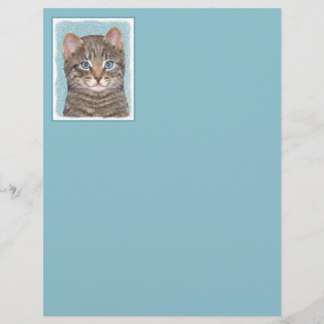 Gray Tabby Cat Painting - Niedliche Original Cat A (Vorderseite)