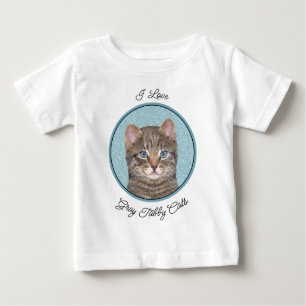 Gray Tabby Cat Painting - Niedliche Original Cat A Baby T-shirt