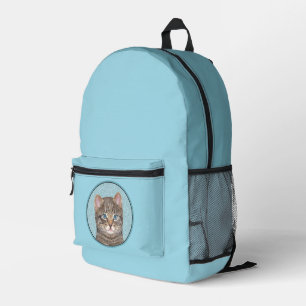 Gray Tabby Cat Painting - Niedliche Original Cat A Bedruckter Rucksack