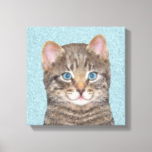 Gray Tabby Cat Painting - Niedliche Original Cat A Leinwanddruck