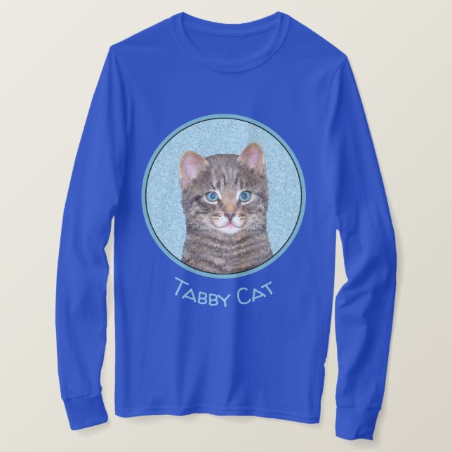 Gray Tabby Cat Painting - Niedliche Original Cat A T-Shirt (Design vorne)