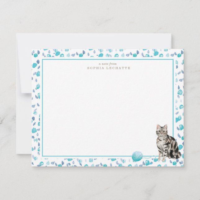 Gray Tabby Cat Personalisiert Stationery Mitteilungskarte (Vorderseite)