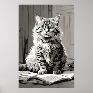 Gray Tabby Cat Poster