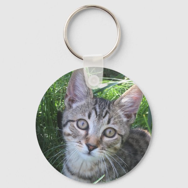 Gray Tabby Cat Schlüsselanhänger (Vorderseite)