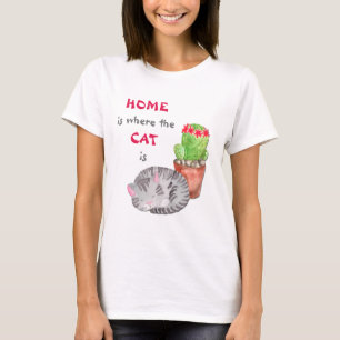 Gray Tabby Cat Zuhause T-Shirt