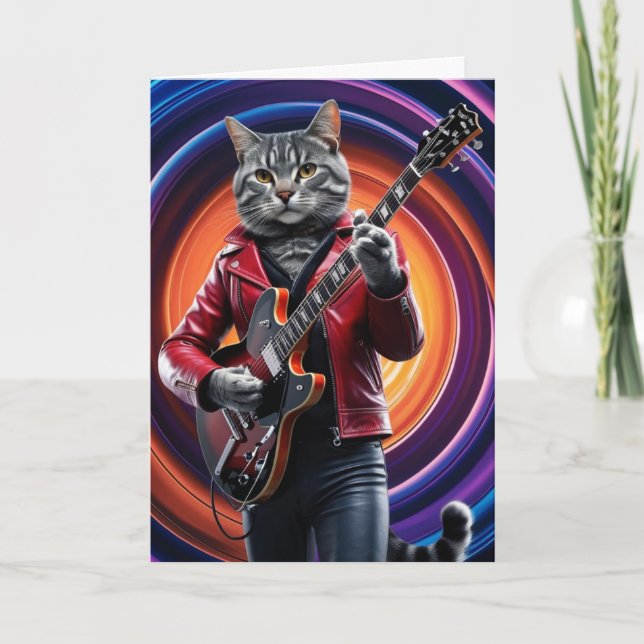 Gray Tabby Rocker Card Karte (Vorderseite)