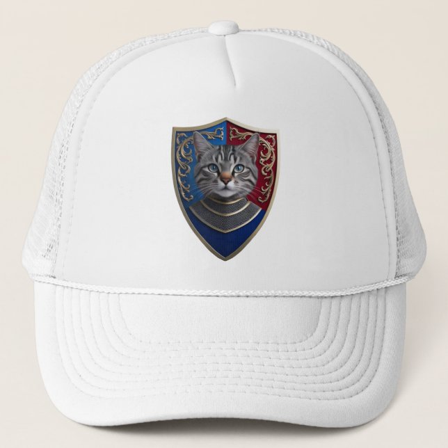 Gray Tabby Shield Baseball Cap Truckerkappe (Vorderseite)