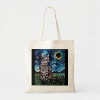 Gray Tabby Tiger Katzenjung Starry Night Moon and  Tragetasche
