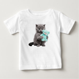 Gray Tabby und Teddy Bear Baby T-shirt