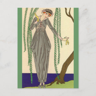 Gray Taffeta Gown George Barbier Postkarte