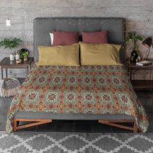 Gray Tan Brown Ochre Ivory Red Tribal Art Muster