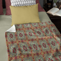 Gray Tan Brown Ochre Ivory Red Tribal Art Muster