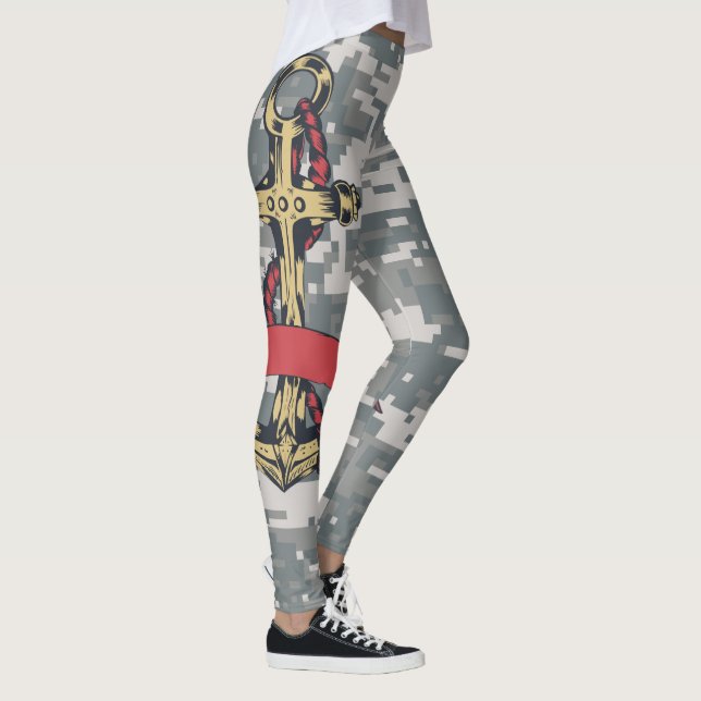 Gray Tarnung, mit Ankergrafik Design 023. Leggings (Rechts)